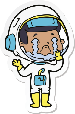 Bir insan tarafından çizilmiş ağlayan bir astronotun çıkartması.