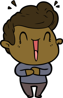 Bir insan tarafından çizilmiş heyecanlı bir adam karikatürü