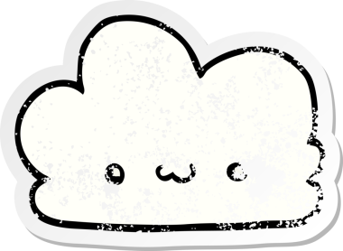 Bir insan tarafından çizilmiş şirin bir karikatür bulutunun sıkıntılı çıkartması.