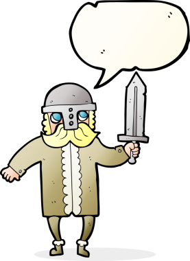 Bir insan tarafından çizilmiş serbest konuşma balonu çizgi filmi Sakson Savaşçısı