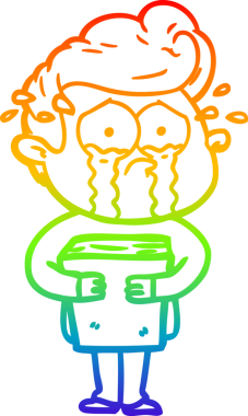 Gökkuşağı gradyan çizgisi, bir insan tarafından çizilmiş, ağlayan bir adamın çizimi.