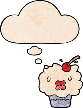 Bir insan tarafından çizilmiş grunge desenli düşünce baloncuklu çizgi film keki.