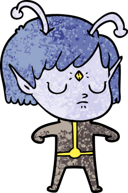 Bir insan tarafından çizilmiş uzaylı kız.