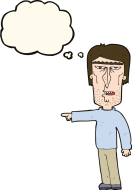 Bir insan tarafından çizilmiş düşünce baloncuğu olan bir adam.