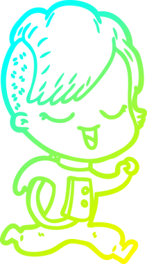 Bir insan tarafından çizilmiş mutlu çizgi film kızı çizimi.