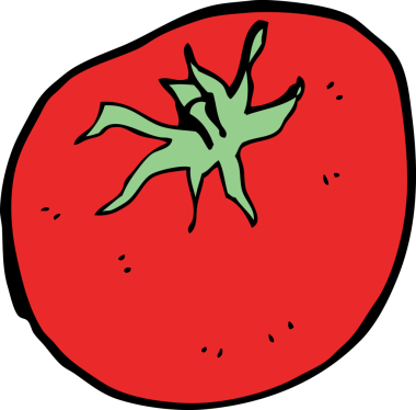 Bir insan tarafından çizilmiş domates çizgi filmi.
