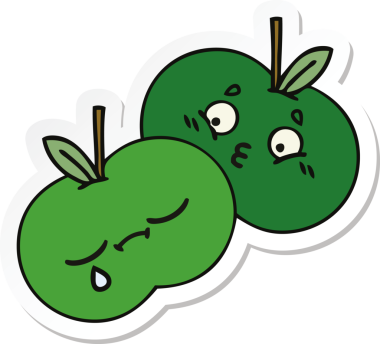 Bir insan tarafından çizilmiş şirin bir çizgi film elmasının çıkartması.