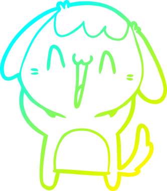 Bir insan tarafından çizilmiş şirin bir çizgi köpeğin soğuk gradyan çizgisi.