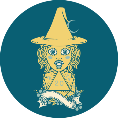 Retro Dövme Biçimi Bir insan tarafından çizilmiş doğal 20 zarlı yarım ork büyücüsü