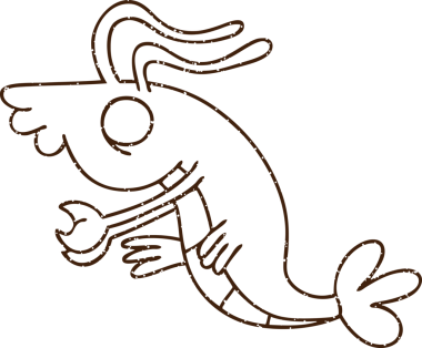 Bir insan tarafından çizilmiş karides kömürü.