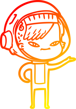 Bir insan tarafından çizilmiş bir astronot kadın çizgi çizimi.