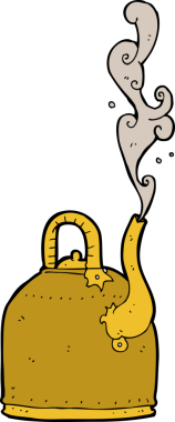 Bir insan tarafından çizilmiş eski demir çaydanlık karikatürü.