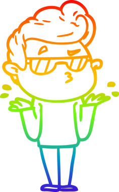 Gökkuşağı gradyan çizimi. Bir insan tarafından çizilmiş havalı bir adamın çizimi.