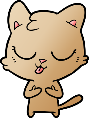 Bir insan tarafından çizilmiş çizgi film kedisi.