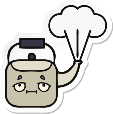 Bir insan tarafından çizilmiş dumanı tüten şirin bir çizgi film çıkartması.