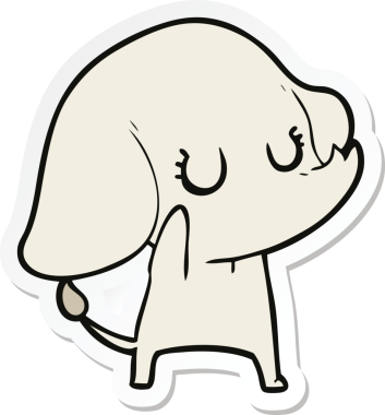 Bir insan tarafından çizilmiş şirin bir fil çıkartması.