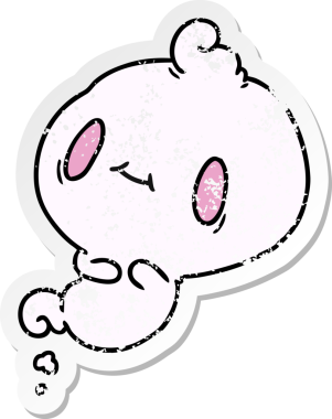 Bir insan tarafından çizilmiş sevimli bir kawaii hayaletinin sıkıntılı karikatür çizimi