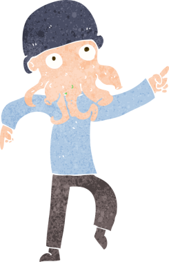 Bir insan tarafından çizilmiş uzaylı adam çizgi filmi.