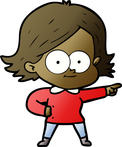 Bir insan tarafından çizilmiş mutlu çizgi film kızı.