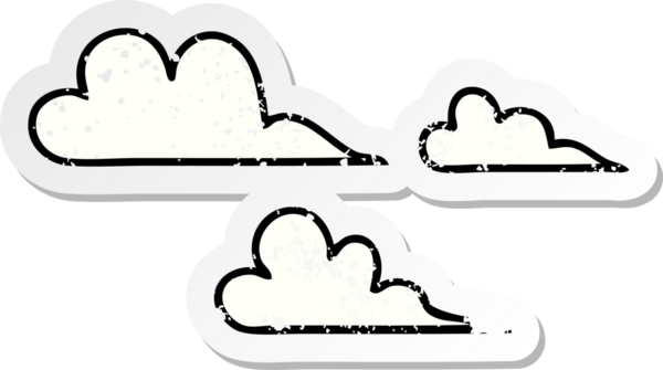 Bir insan tarafından çizilmiş şirin bir karikatür bulutunun sıkıntılı çıkartması.