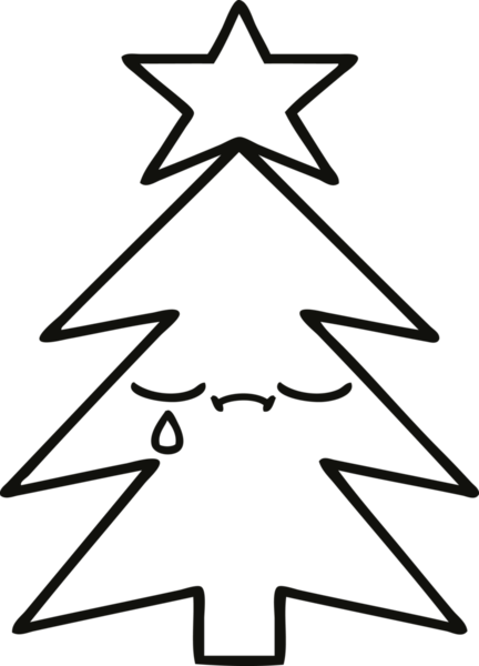 Bir insan tarafından çizilmiş bir noel ağacının çizgi çizimi