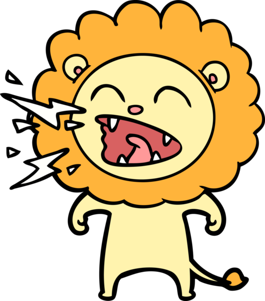 Bir insan tarafından çizilmiş kükreyen aslan çizgi filmi.