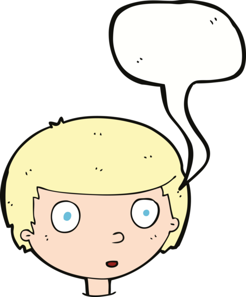 Bir insan tarafından çizilmiş konuşma balonu olan meraklı bir çocuk.