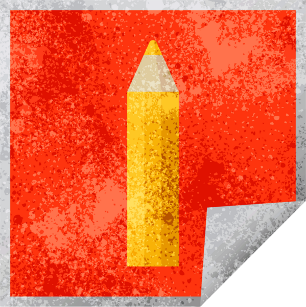 bir insan tarafından çizilmiş turuncu renkli kalem grafik vektör kare etiketi