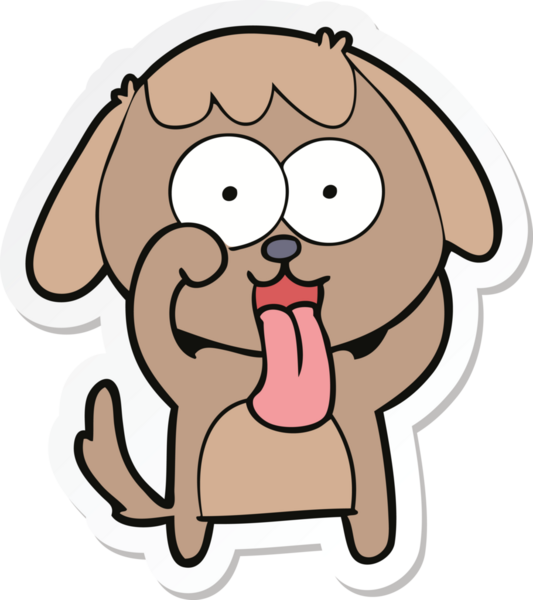 Bir insan tarafından çizilmiş şirin bir köpeğin çıkartması.