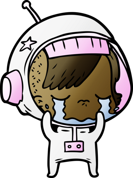 Bir insan tarafından çizilmiş ağlayan astronot kız.