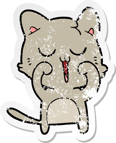 Bir insan tarafından çizilmiş çizgi film kedisinin sıkıntılı çıkartması.