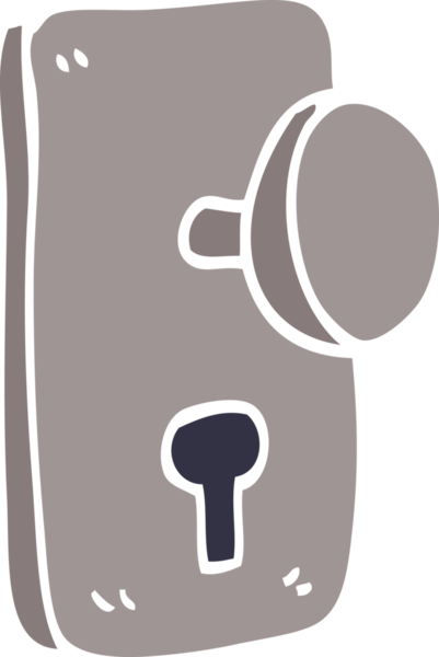 Bir insan tarafından çizilmiş karikatür kapı kolu.