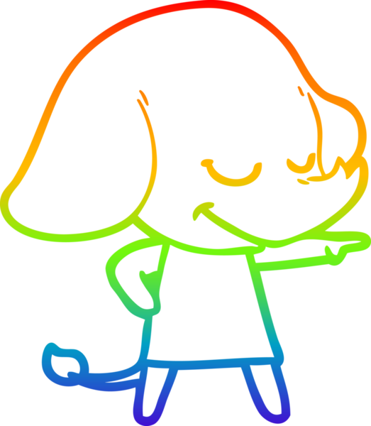 Bir insan tarafından çizilmiş gülümseyen bir filin çizgi çizimi.