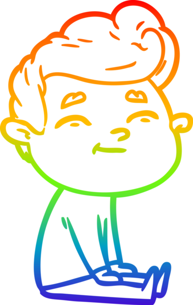 Gökkuşağı gradyan çizimi mutlu bir çizgi film adamı bir insan tarafından çizilmiş