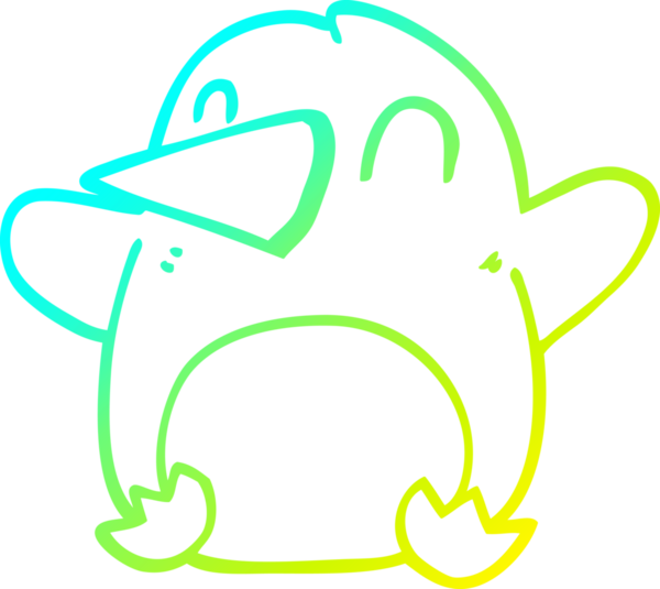 Bir insan tarafından çizilmiş dans eden penguen çizgi çizimi.