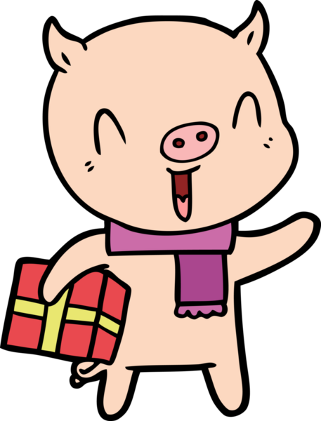 Bir insan tarafından çizilmiş mutlu çizgi film domuzu.