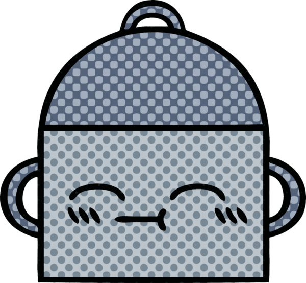 Bir insan tarafından çizilmiş yemek tenceresinin çizgi romanı.