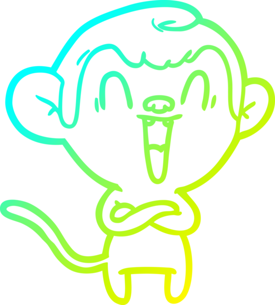 Bir insan tarafından çizilmiş gülen maymun çizgi çizimi.