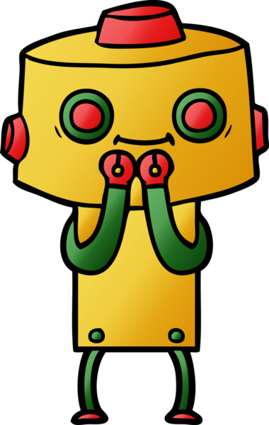 Bir insan tarafından çizilmiş çizgi film robotu