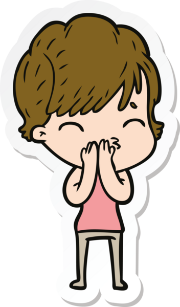 Bir insan tarafından çizilmiş bir karikatür kadının çıkartması.