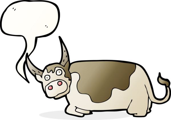 Bir insan tarafından çizilmiş konuşma balonlu çizgi film boğası.