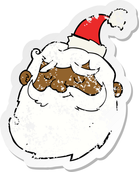 Bir insan tarafından çizilmiş Noel Baba çizgi filminin gerilimli çıkartması.