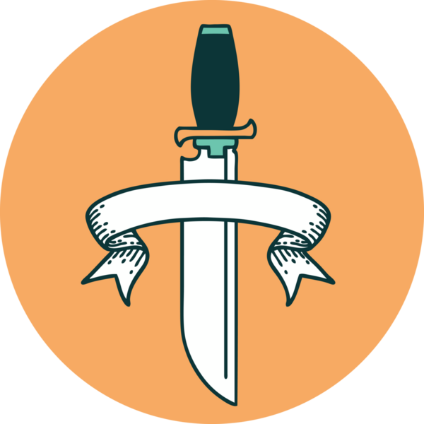 Bir insan tarafından çizilmiş bıçak sancağıyla dövme biçimi simgesi