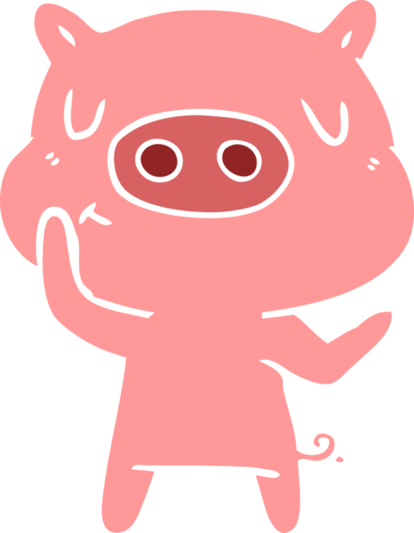 Düz renkli çizgi film içerikli domuz insan tarafından çizilmiş.