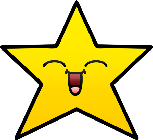 Bir insan tarafından çizilmiş altın yıldızın gölgeli karikatürü