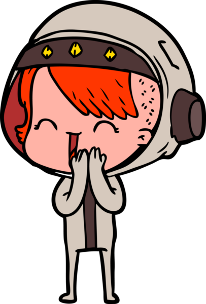 Bir insan tarafından çizilmiş kıkırdayan uzay kızı.