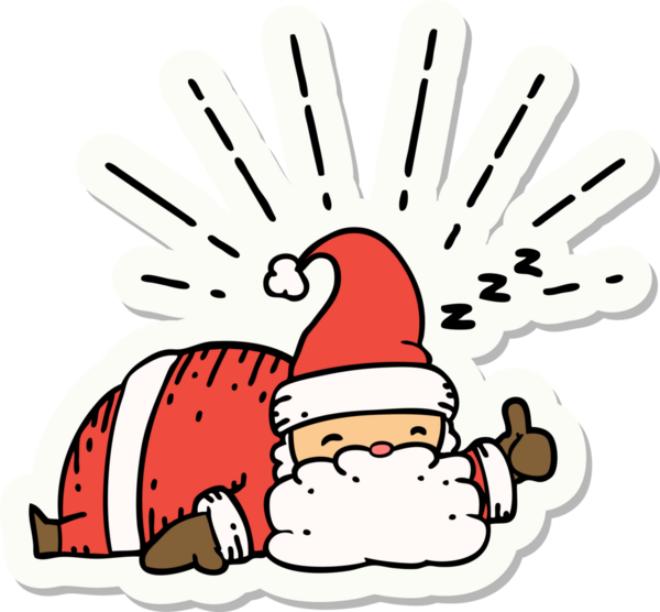 Bir insan tarafından çizilmiş dövme stili Noel Baba karakterinin çıkartması.