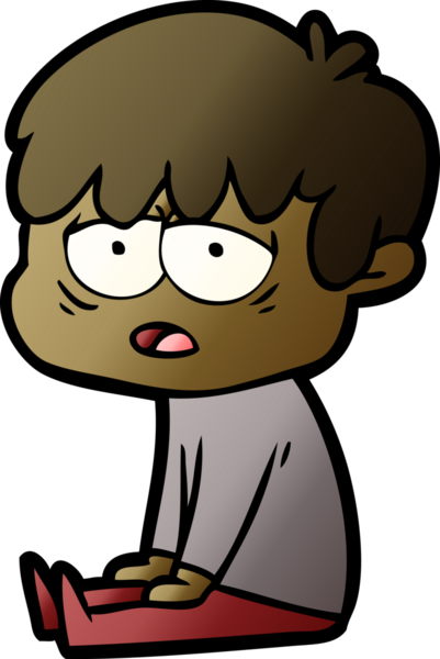 Bir insan tarafından çizilmiş bitkin çocuk çizgi filmi.