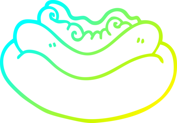 Bir insan tarafından çizilmiş sosisli sandviçin soğuk gradyan çizimi.