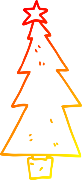 Bir insan tarafından çizilmiş bir karikatür Noel ağacının sıcak gradyan çizimi